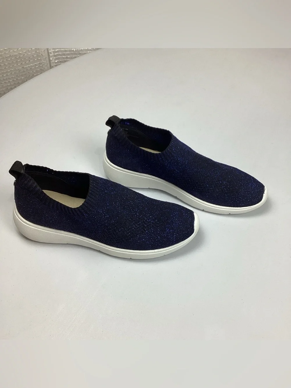 Anne Klein Blue Wiley Sparkle Sock Slip On Shoes Sneakers Size 10